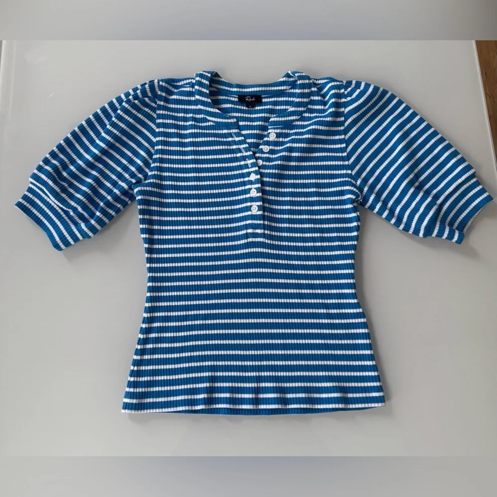 Rails Puff-Sleeve Striped Henley Top – Size S - Picture 2 of 8